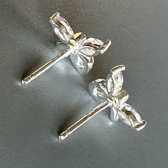 Sterling Silver Crystal Butterfly Stud Earrings - Picture 7 of 10